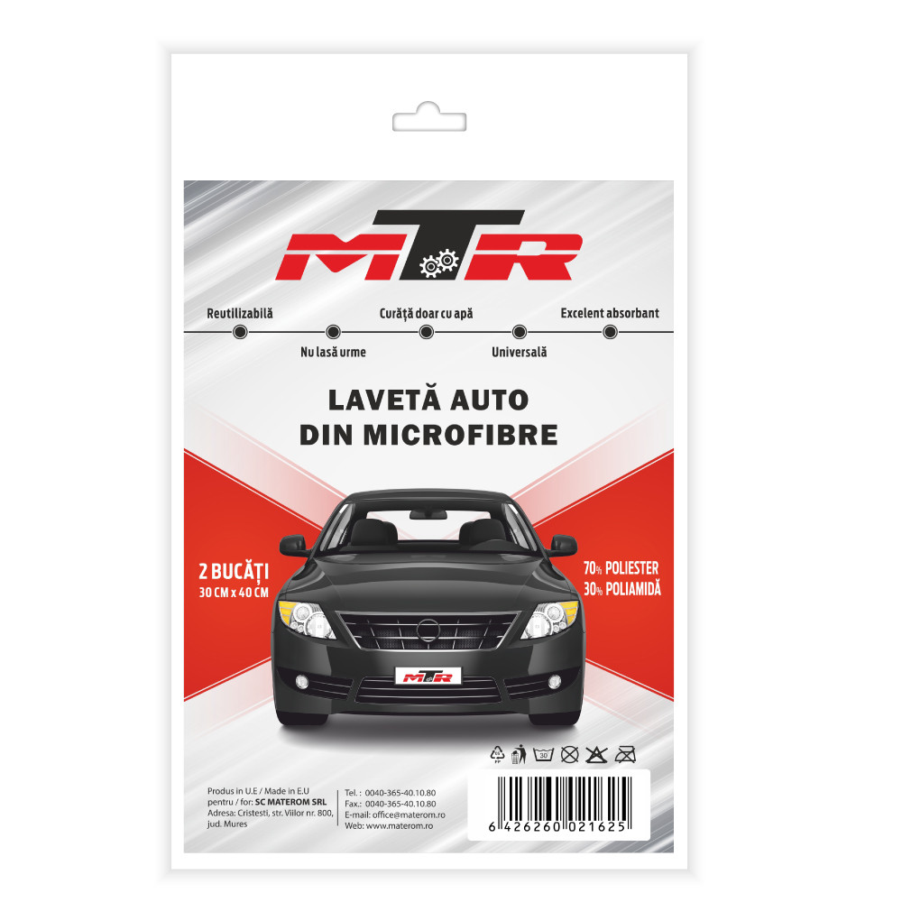 Super laveta auto microfibra 30x40 cm ●Set 2 buc● 