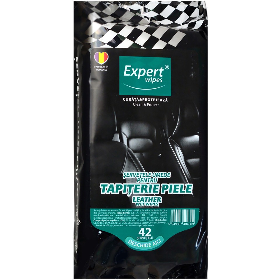 Expert wipes | Servetele umede pentru tapiterie de piele, 42 bucati 