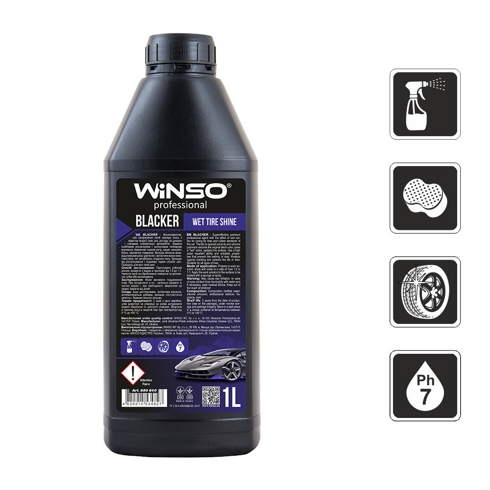 Intretinere anvelope Winso Professional BLACKER Wet Tire Shine 1L 