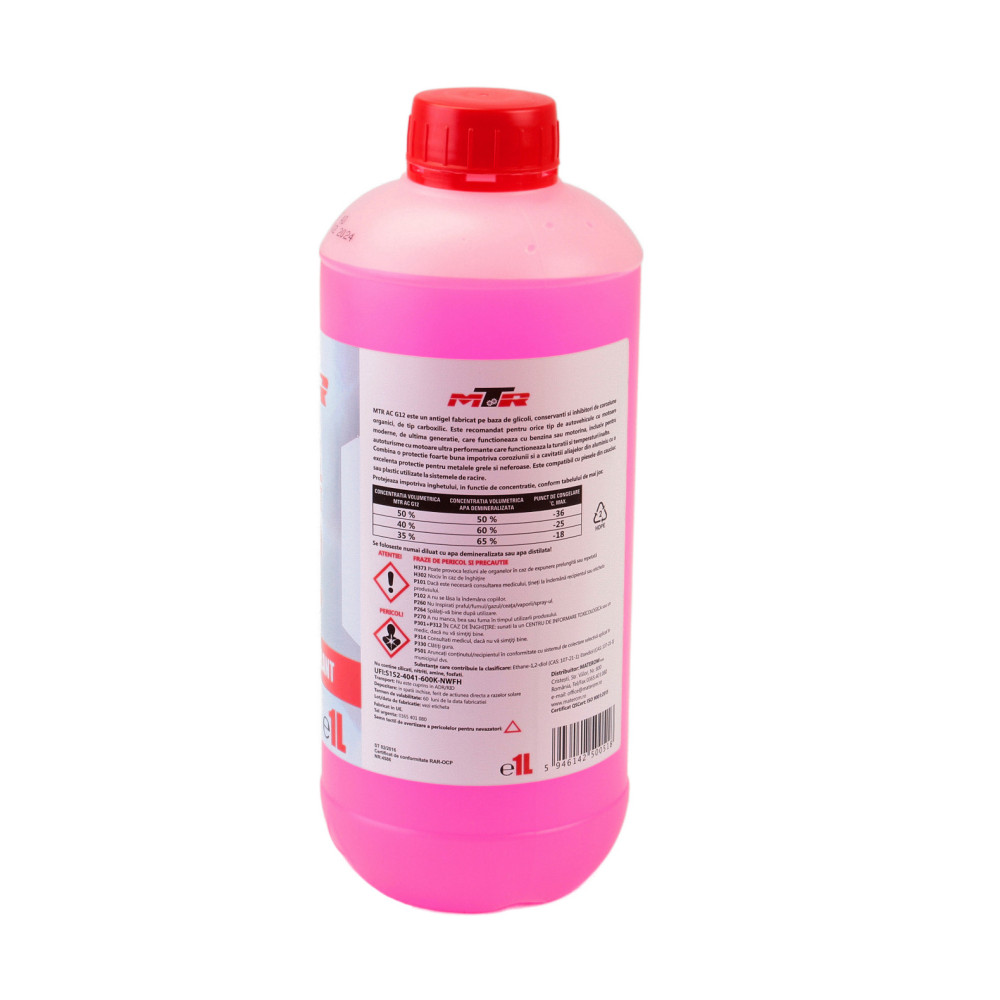 Antigel concentrat MTR Rosu G12 (-60°C) 1L 