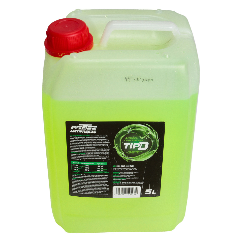 Antigel concentrat MTR Tip D Verde (-72°C) 5L 