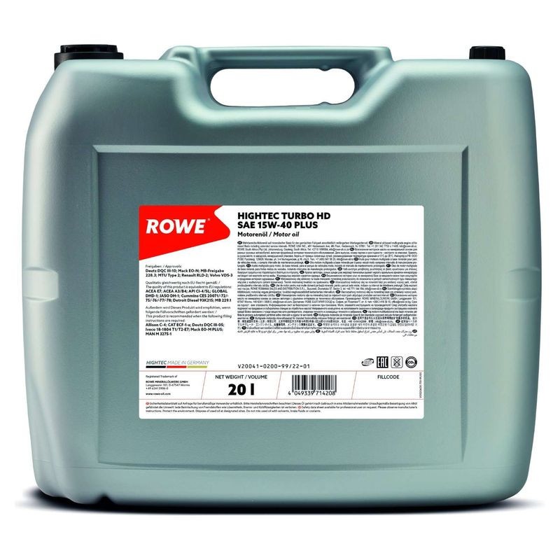 Ulei motor Rowe HighTec Turbo HD Plus 15W40 20L 