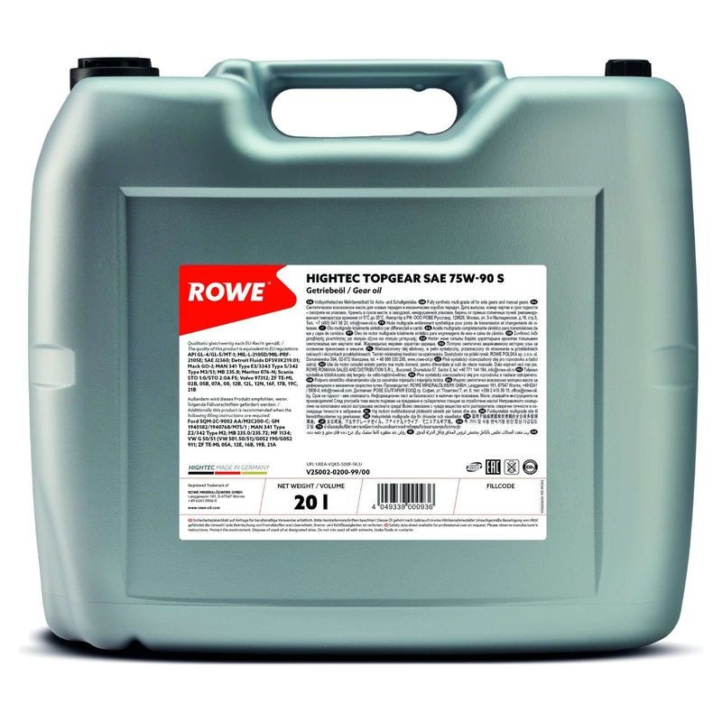 ULEI TRANSMISIE ROWE HIGHTEC TOPGEAR SAE 75W-90 S 20L 